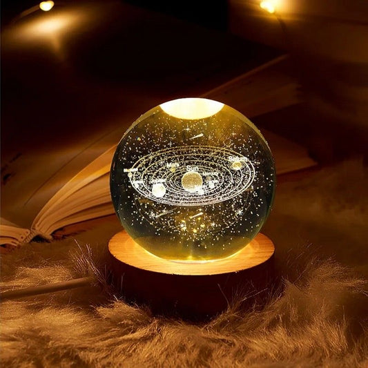 3D Galaxy Crystal Ball LED Night Light-Bedroom Decor